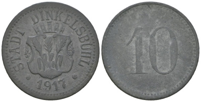 Динкельсбюль (Бавария) 10 пфенингов 1917 Funck 98.2, Men18 6526.2 цинк 99-253