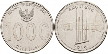 ИНДОНЕЗИЯ 1000 РУПИЙ 2010 ПРОВИНЦИЯ АНГКЛУНГ, ИЗ РОЛЛА KM 70 сталь плакированная никелем UNC M2-6