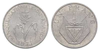 Руанда 1 франк 1977 KM 12 алюминий UNC 4644-446