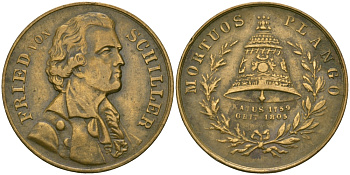 ГЕРМАНИЯ МЕДАЛЬ 1805 ФРИДРИХ ШИЛЛЕР (1759-1805), ДИАМЕТР 22 ММ. бронза 65-815