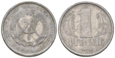 ГДР 1 пфенниг 1978 А KM 8.2 алюминий 4623-337