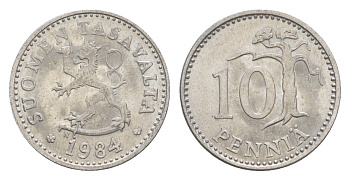 Финляндия 10 пенни 1984 KM 46a алюминий 4647-345