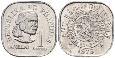 Филиппины 1 сентимо 1976 вождь острова Мактан Лапу-Лапу KM 205 алюминий  UNC  220-1152