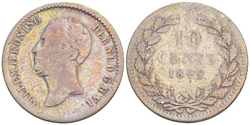 НИДЕРЛАНДЫ 10 ЦЕНТОВ 1849 ВИЛЛИАМ II (1840-1849), С ТОЧКОЙ ПОСЛЕ ДАТЫ KM 75 серебро 4532-1153