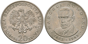 Польша 20 злотых 1976 MW, Марсель Новотко Y 69 медно-никель 4619-634