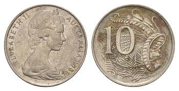 Австралия 10 центов 1981 Елизавета II (1952-2022), птица лирахвост KM 65 медно-никель 4657-147