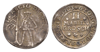 Брауншвейг-Каленберг-Ганновер 2 мариенгроша 1703 дикарь, Георг I (1698-1727), из коллекции Ричарда Б. Смита Welter 2202, KM 6 серебро 1525-735