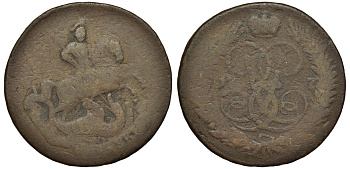 Россия 2 копейки 1757 красный монетный двор, Елизавета Петровна (1741-1762) Биткин 391 медь 1096-1-13