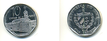 Куба 10 сентаво 2008 форт в Гаване Ла-Фуэрса KM 576.2 сталь плакированная никелем UNC 3999-254