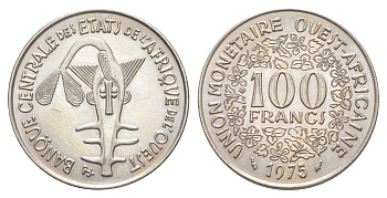 Западная Африка (BCEAO) 100 франков 1975 KM 4 никель UNC 4654-543