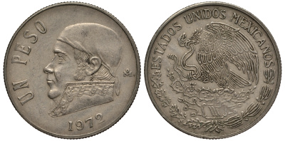 Мексика 1 песо 1972 Хосе Мария Морелос KM 460 медно-никель VF+ 215-913