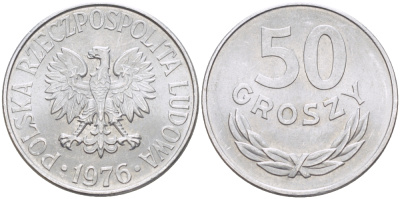 ПОЛЬША 50 ГРОШЕЙ 1976 КРЕМНИЦА KM 48.1, Parchimowicz 210k алюминий аUNC 216-913