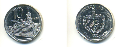 Куба 10 сентаво 2008 форт в Гаване Ла-Фуэрса KM 576.2 сталь плакированная никелем UNC 3999-254