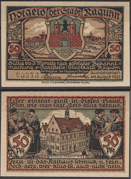 Рагун 50 пфеннигов ND (1921) DeNG 1 1094.1-7/12 бумага UNC (пресс) 8595-4-4-2