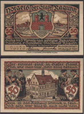 Рагун 50 пфеннигов ND (1921) DeNG 1 1094.1-7/12 бумага UNC (пресс) 8595-4-4-2