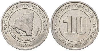 Никарагуа 10 сентаво 1974 ФАО KM 29 алюминий UNC 4528-946