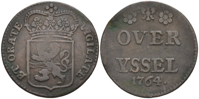 Оверэйсел (Overyssel), Нидерланды 1 дуит 1764 KM 90 медь 4575-1245