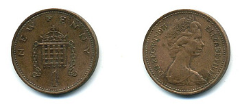 Великобритания 1 пенни 1971 Елизавета II (1952-2022) KM 915, Spink 4237 (B1) бронза 4110-717