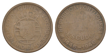 Гвинея-Бисау 1 эскудо 1946 500 лет открытию Гвинеи KM 7 бронза 4641-1152