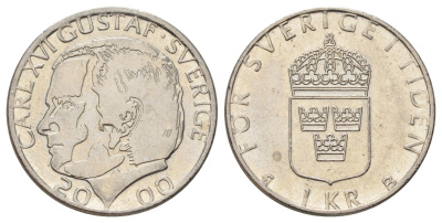 Швеция 1 крона 2000 Карл XVI Густав (1973-) KM 852a медно-никель 4671-355
