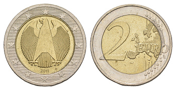 Германия 2 евро 2011 F KM 258 биметалл 4637-547