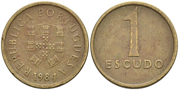 Португалия 1 эскудо 1984 KM 614 никель латунь 4567-429