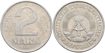 ГДР 2 марки 1982 A KM 48 алюминий 4144-526