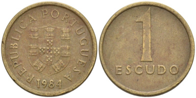 Португалия 1 эскудо 1984 KM 614 никель латунь 4567-429
