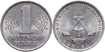 ГДР 1 МАРКА 1956 А KM 13 алюминий aUNC 1523-135