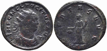 Римская Империя аврелианиан 276 Тацит VBERTAS AVG Рим Very fine RIC 95 бронза 1073-16-21