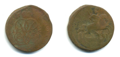 РОССИЯ 1 КОПЕЙКА 1760 медь 61-855