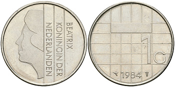 Нидерланды 1 гульден 1984 Беатрикс (1980-2013) KM 205 никель 4579-417