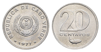 Кабо-Верде 20 сентаво 1977 KM 15 алюминий UNC 4643-627