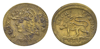 Нюрнберг жетон - рехенпфенниг ND (1783-1833) Александр Великий, медальер - Эрнст Людвиг Зигмунд Лауэр, диаметр 18,25 мм, вес 0,7 гр латунь 413-745