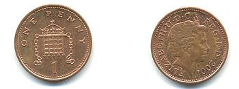 Великобритания 1 пенни 2001 Елизавета II (1952-2022) KM 986, Spink 4710 (B5) сталь плакированная медью 177-548