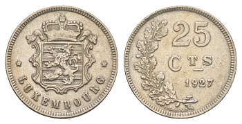 Люксембург 25 сантимов 1927 Шарлотта (1918-1964) KM 37 медно-никель 4566-357