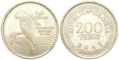 Колумбия 200 песо 2017 KM 297 медь цинк никель 4364-323