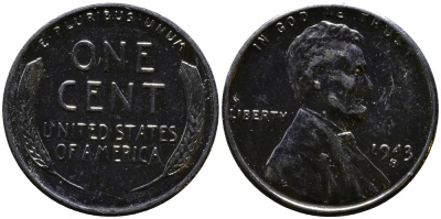 США 1 цент 1943 S (Сан-Франциско), Авраам Линкольн KM 132 a сталь плакированная цинком 4392-1131
