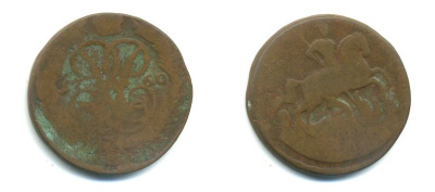 РОССИЯ 1 КОПЕЙКА 1760 медь 61-835