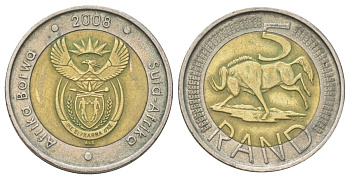 ЮАР 5 рандов 2008 KM 446 биметалл 4626-853