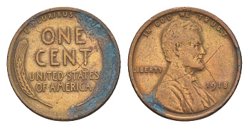 США 1 цент 1918 Авраам Линкольн KM 132 бронза 4613-339