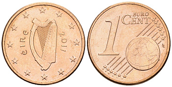 Ирландия 1 евроцент 2011 KM 32 сталь плакированная медью 4147-711