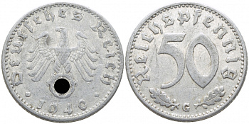 ГЕРМАНИЯ 50 РЕЙХСПФЕННИГОВ 1940 G KM 96, J.372 алюминий 3856-756