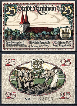 Кирххайн-ин-дер-Нидерлаузиц (Пруссия, Бранденбург) 25 пфеннигов ND бумага UNC (пресс) 7555-16-2-1