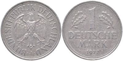 ФРГ 1 марка 1977 J KM 110, J. 385 медно-никель 4175-554