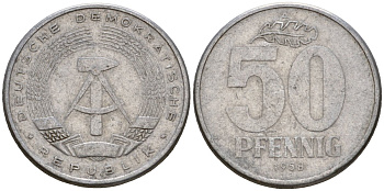 ГДР 50 пфеннигов 1958 A KM 12.1 алюминий 4601-614