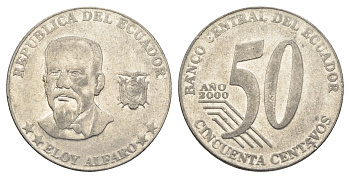 Эквадор 50 сентаво 2000 год-тип KM 108 нержавеющая сталь 4661-1045
