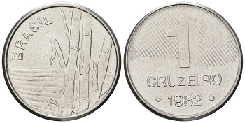 Бразилия 1 крузейро 1982 сахарный тростник KM 590 нержавеющая сталь 4175-435