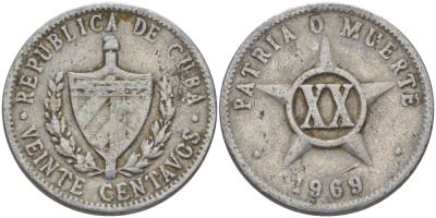 КУБА 20 СЕНТАВО 1969 ЗВЕЗДА KM 35.1 алюминий 67-1122