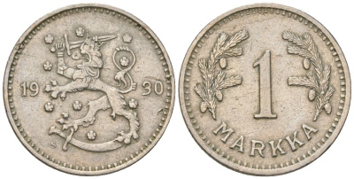 Финляндия 1 марка 1930 S KM 30 медно-никель 4173-343